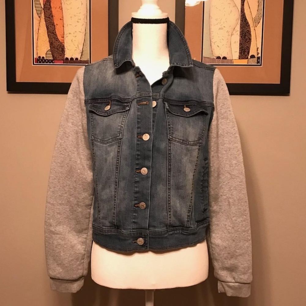 Denim Sweatshirt Jacket, Size L